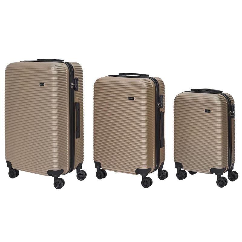 Valises champagne X3 - 43L, 68L, 95L, Coque Rigide, Roues Pivotantes 360°, Cadenas Sécurisé, Idéale pour les Voyages Long Séjour