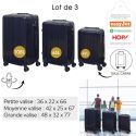 Lot de 3 Valises Bleu Marine - 49L 65L 105L, Coque Rigide en Polycarbonate, Roues Pivotantes 360°, Cadenas Sécurisé à Code