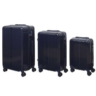 Lot de 3 Valises Bleu Marine - 49L 65L 105L, Coque Rigide en Polycarbonate, Roues Pivotantes 360°, Cadenas Sécurisé à Code