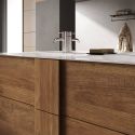 ZEUS - Meuble Vasque 122cm 3 tiroirs aspect bois finition Mercure