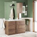 ZEUS - Meuble Vasque 122cm 3 tiroirs aspect bois finition Mercure