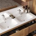 ZEUS - Meuble Vasque 122cm 3 tiroirs aspect bois finition Mercure
