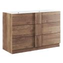 ZEUS - Meuble Vasque 122cm 3 tiroirs aspect bois finition Mercure