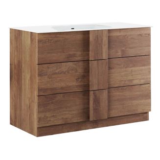 ZEUS - Meuble Vasque 101cm 3 tiroirs aspect bois finition Mercure