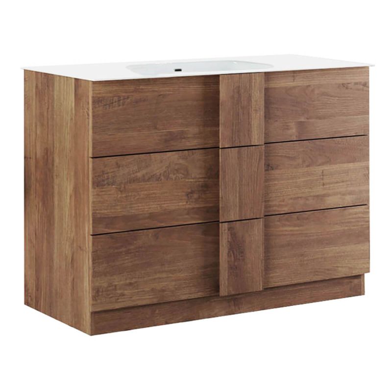 ZEUS - Meuble Vasque 101cm 3 tiroirs aspect bois finition Mercure ZEUS - Meuble Vasque 101cm 3 tiroirs aspect bois finition Mercure