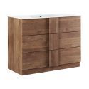 ZEUS - Meuble Vasque 82cm 3 tiroirs aspect bois finition Mercure