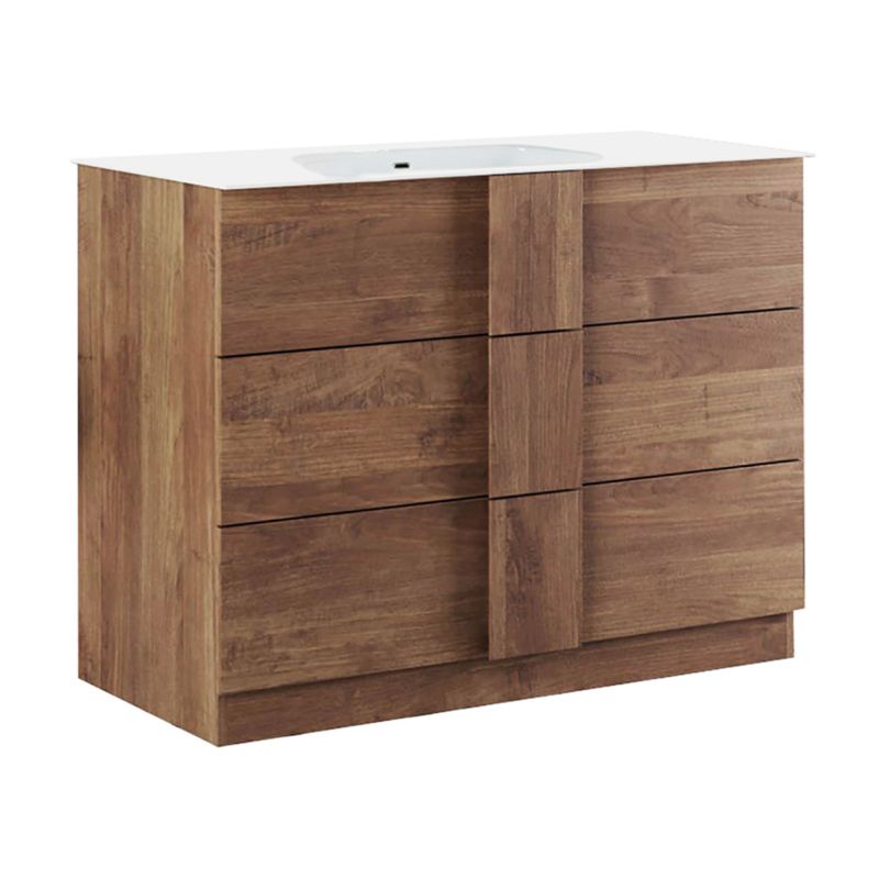 ZEUS - Meuble Vasque 82cm 3 tiroirs aspect bois finition Mercure ZEUS - Meuble Vasque 82cm 3 tiroirs aspect bois finition Mercure