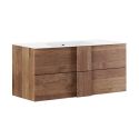 ZEUS - Meuble Vasque 82cm suspendu 2 tiroirs aspect bois finition Mercure