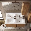 ZEUS - Meuble Vasque 122cm suspendu 2 tiroirs aspect bois finition Mercure