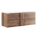 ZEUS - Meuble Vasque 122cm suspendu 2 tiroirs aspect bois finition Mercure
