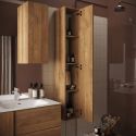 ZEUS - Colonne murale suspendue 1 porte aspect bois finition Mercure