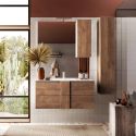 ZEUS - Colonne murale suspendue 1 porte aspect bois finition Mercure