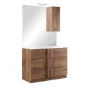 ZEUS - Meuble Vasque 101cm 3 tiroirs + Miroir aspect bois finition Mercure