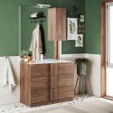 ZEUS - Meuble Vasque 82cm 3 tiroirs + Miroir aspect bois finition Mercure
