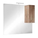 ZEUS - Meuble Vasque 122cm 3 tiroirs + Miroir aspect bois finition Mercure