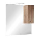 ZEUS - Meuble Vasque 101cm suspendu 2 tiroirs + Miroir aspect bois finition Mercure