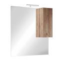 ZEUS - Meuble Vasque 82cm 3 tiroirs + Miroir aspect bois finition Mercure