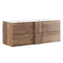 ZEUS - Meuble Vasque 122cm suspendu 2 tiroirs + Miroir aspect bois finition Mercure