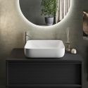 TERAS - Meuble Vasque 105cm suspendu 2 tiroirs aspect bois noir
