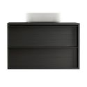 TERAS - Meuble Vasque 105cm suspendu 2 tiroirs aspect bois noir