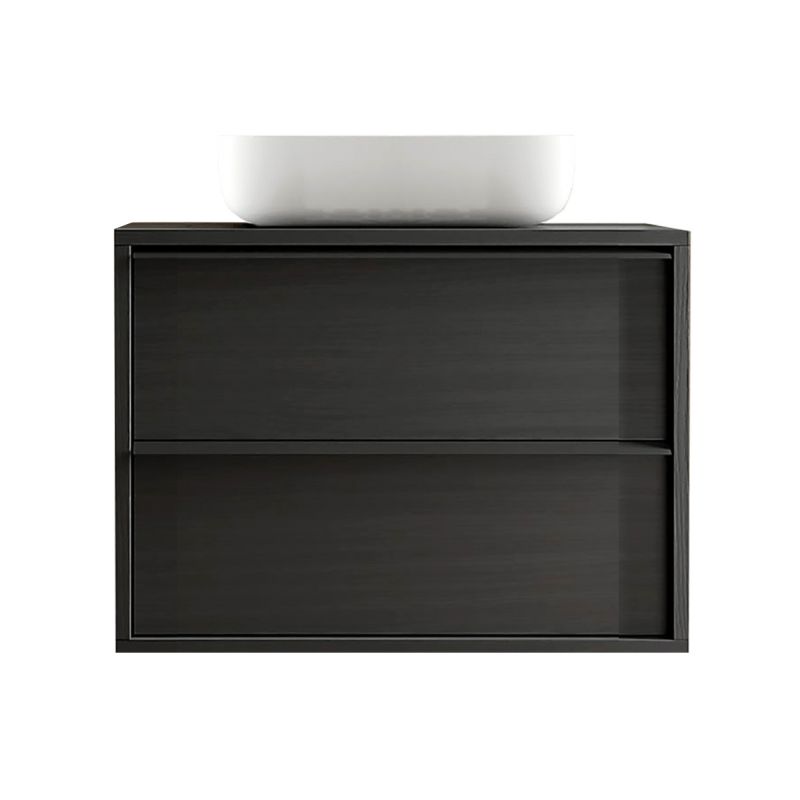TERAS - Meuble Vasque 92cm suspendu 2 tiroirs aspect bois noir TERAS - Meuble Vasque 92cm suspendu 2 tiroirs aspect bois noir