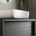 TERAS - Meuble Vasque 92cm suspendu 2 tiroirs aspect bois noir