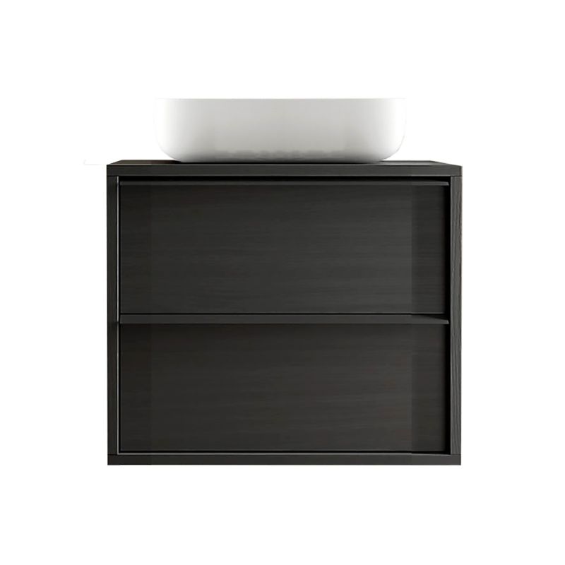TERAS - Meuble Vasque 79cm suspendu 2 tiroirs aspect bois noir TERAS - Meuble Vasque 79cm suspendu 2 tiroirs aspect bois noir