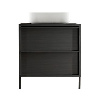 TERAS - Meuble Vasque 79cm 2 tiroirs aspect bois noir