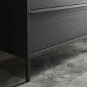 TERAS - Meuble Vasque 79cm 2 tiroirs aspect bois noir