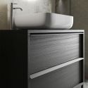 TERAS - Meuble Vasque 79cm 2 tiroirs aspect bois noir