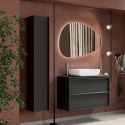 TERAS - Colonne murale suspendue 1 porte aspect bois finition noir