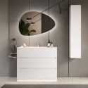 BIRJA - Meuble Vasque 101cm 3 tiroirs finition blanc laqué