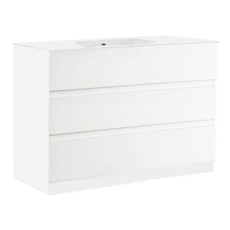 BIRJA - Meuble Vasque 101cm 3 tiroirs finition blanc laqué