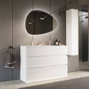 BIRJA - Meuble Vasque 122cm 3 tiroirs finition blanc laqué