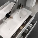 BIRJA - Meuble Vasque 122cm 3 tiroirs finition blanc laqué