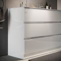 BIRJA - Meuble Vasque 122cm 3 tiroirs finition blanc laqué