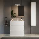 BIRJA - Meuble Vasque 82cm 3 tiroirsfinition blanc laqué