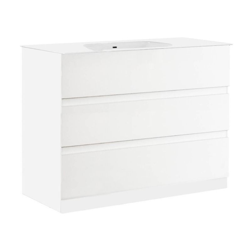 BIRJA - Meuble Vasque 82cm 3 tiroirsfinition blanc laqué BIRJA - Meuble Vasque 82cm 3 tiroirsfinition blanc laqué