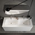 BIRJA - Meuble Vasque 122cm suspendu 2 tiroirs finition blanc laqué