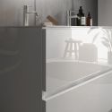 BIRJA - Meuble Vasque 122cm suspendu 2 tiroirs finition blanc laqué