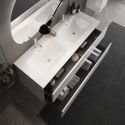 BIRJA - Meuble Vasque 122cm suspendu 2 tiroirs finition blanc laqué