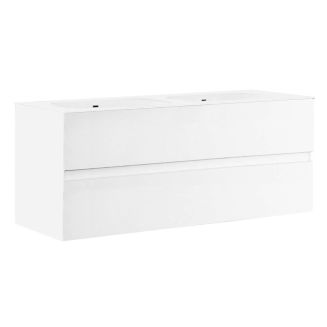BIRJA - Meuble Vasque 122cm suspendu 2 tiroirs finition blanc laqué