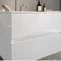 BIRJA - Meuble Vasque 101cm suspendu 2 tiroirs finition blanc laqué