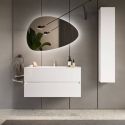 BIRJA - Meuble Vasque 101cm suspendu 2 tiroirs finition blanc laqué