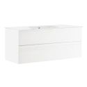 BIRJA - Meuble Vasque 101cm suspendu 2 tiroirs finition blanc laqué