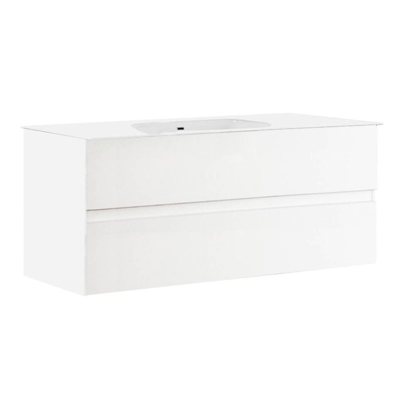 BIRJA - Meuble Vasque 101cm suspendu 2 tiroirs finition blanc laqué BIRJA - Meuble Vasque 101cm suspendu 2 tiroirs finition blanc laqué