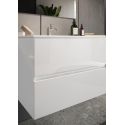 BIRJA - Meuble Vasque 82cm suspendu 2 tiroirsfinition blanc laqué