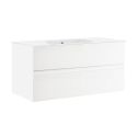 BIRJA - Meuble Vasque 82cm suspendu 2 tiroirsfinition blanc laqué