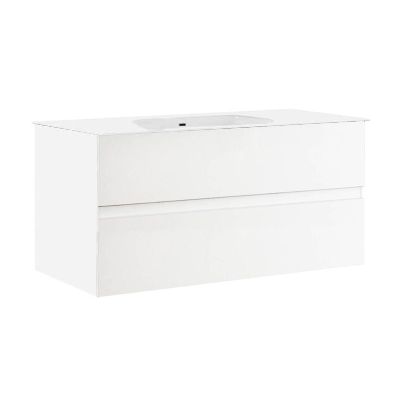 BIRJA - Meuble Vasque 82cm suspendu 2 tiroirsfinition blanc laqué BIRJA - Meuble Vasque 82cm suspendu 2 tiroirsfinition blanc laqué