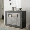 PAOLINO - Buffet 2 portes 1 niche gris aspect Cimento et Oxyde